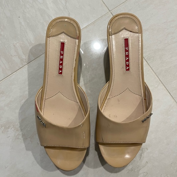 Prada - Beige Wedge Heels - Picture 2 of 7